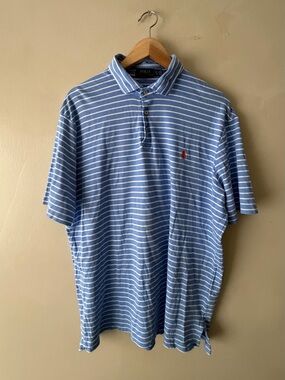 Polo by Ralph Lauren Blue & White Striped Polo Shirt XL 787